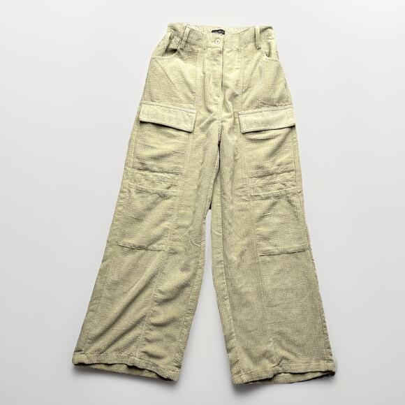 Hunter & Brown Pants - Hunter & Brown Corduroy Pants Womens M Brown Wide Leg Baggy Cargo Retro
